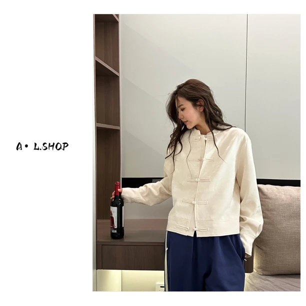 aila自留的简约气质高级感新中式国风盘扣短外套减龄上衣显瘦休闲