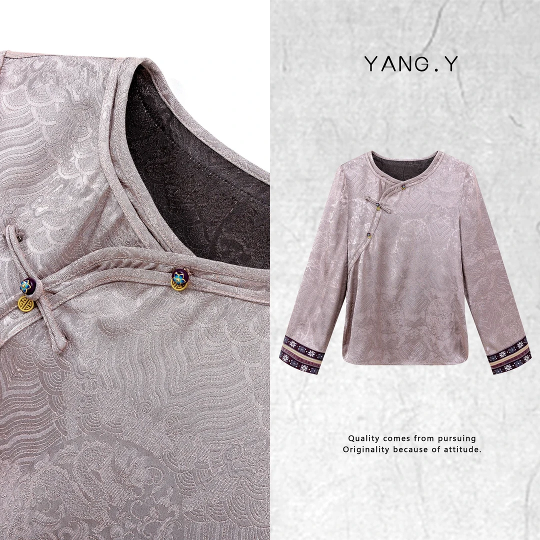 YANG.Y-【一盏江南】深圳原创高端中式国风女装桑蚕丝提花上衣90966