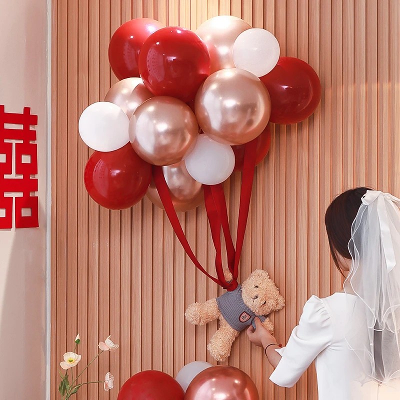 婚房布置套装结婚小熊气球飘空订婚新房男方女方婚礼卧室客厅