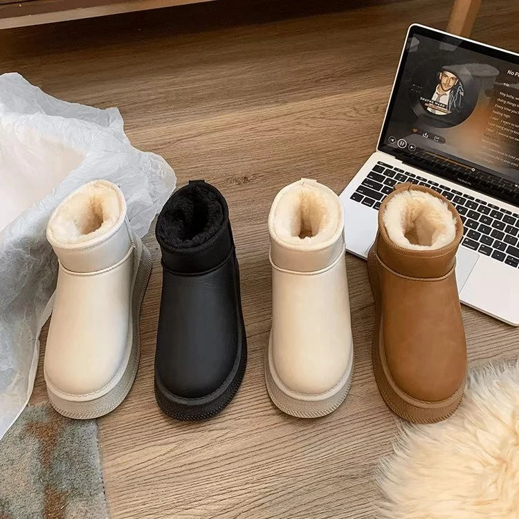 【Ramlidar专属】新款亮面加绒经典百搭时尚薄底雪地靴K-18