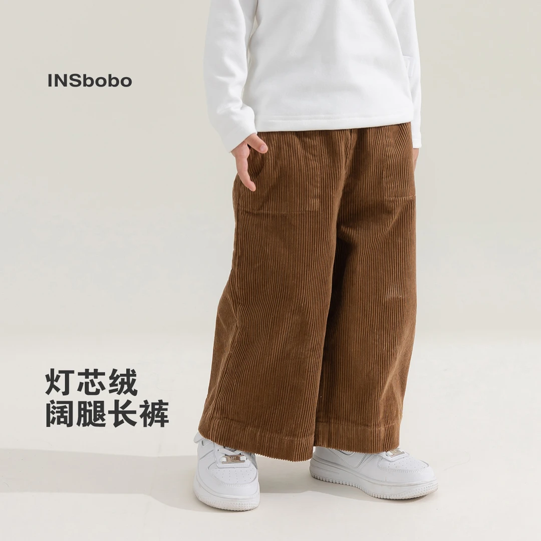 INSbobo女童灯芯绒裤秋装女宝阔腿裤儿童裤子春秋衣服潮 QK23012