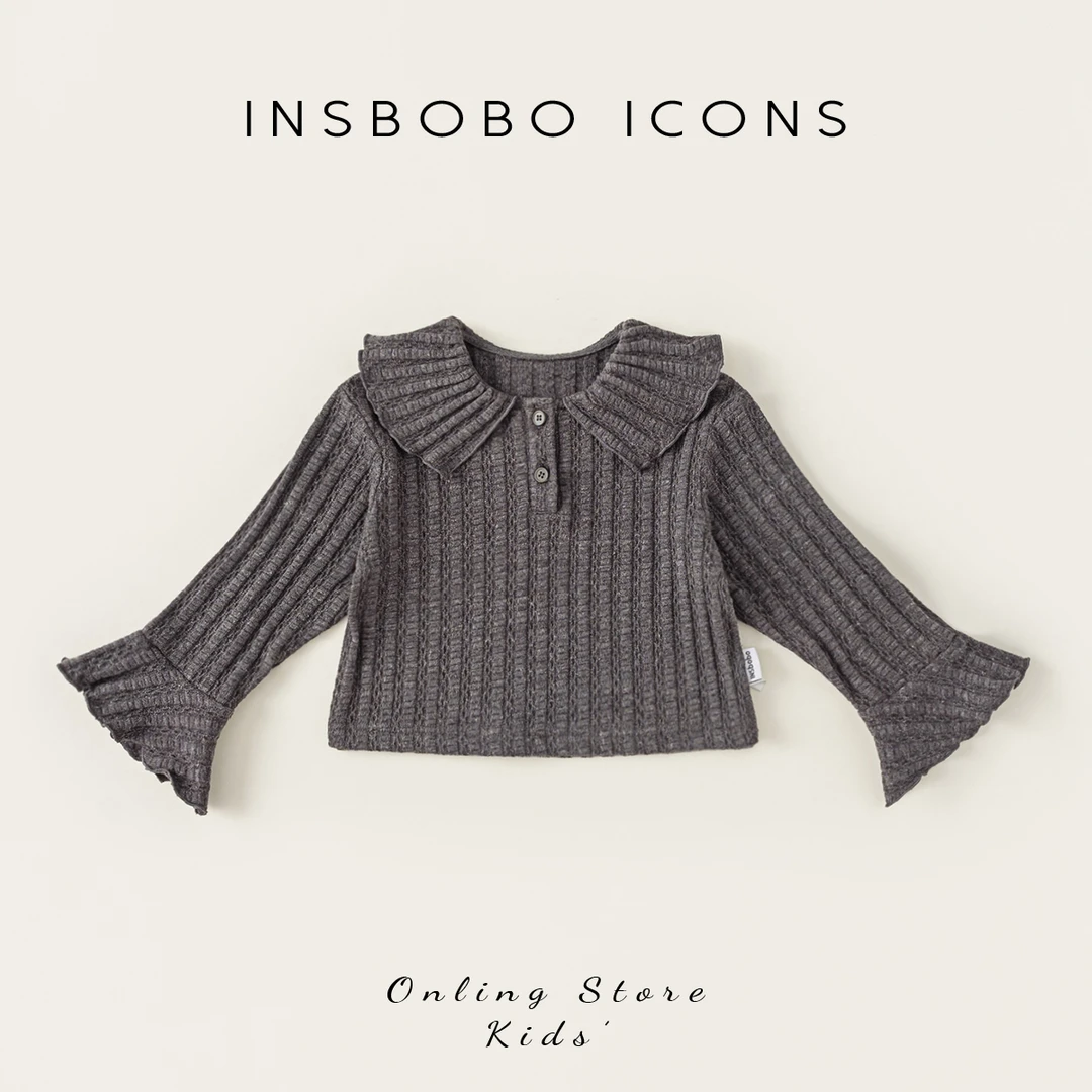 INSbobo女童秋装上衣秋季新款女宝宝娃娃领翻领上衣打底衫QY24196