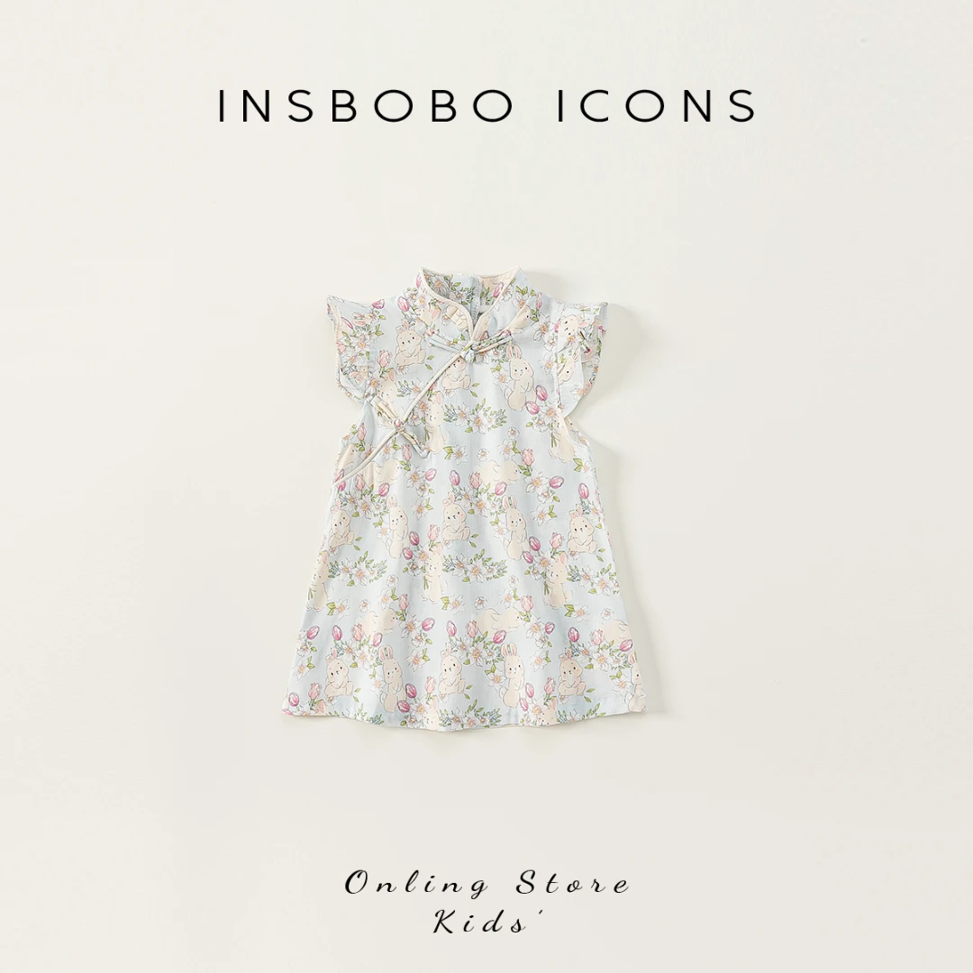 INSbobo 女童连衣裙夏装儿童裙子古风中式女宝公主裙衣服 DXQ7296