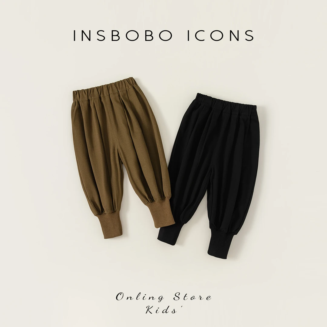 INSbobo秋装新品儿童裤子男童宽松束脚卫裤女童洋气休闲裤QK83026