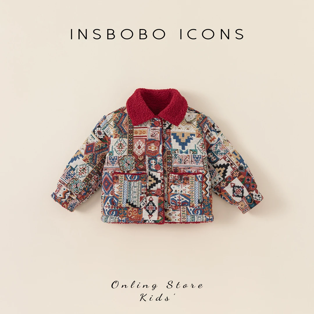 INSbobo2023年冬装男童新品外出服宝宝韩版休闲加绒外套DY83186