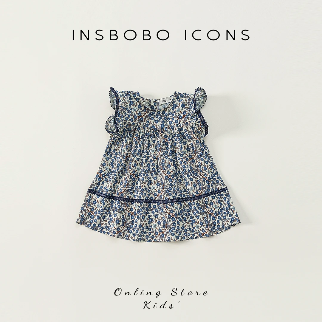 INSbobo夏季碎花女童连衣裙洋气小童无袖女宝裙子DXQ7259