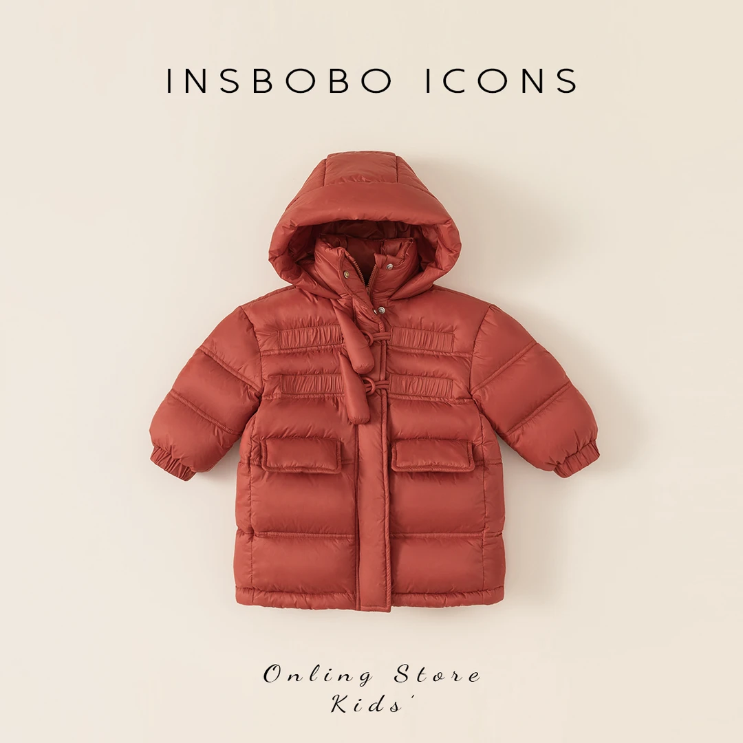 INSbobo【三防】女宝宝新品外出服男童韩版胡萝卜连帽羽绒服DY23013