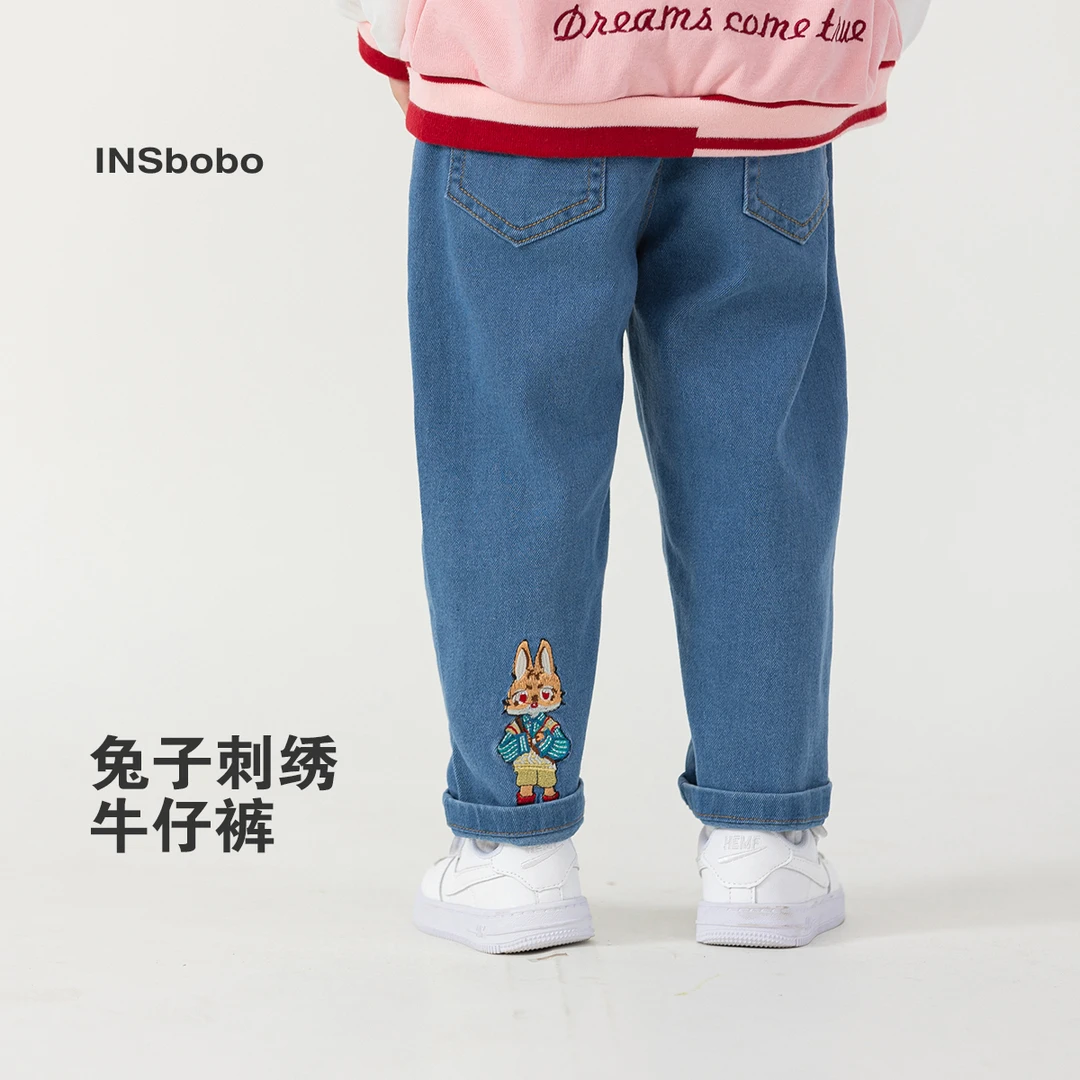 INSbobo女童牛仔裤新款女宝宝洋气裤子韩版休闲裤春秋CK23033