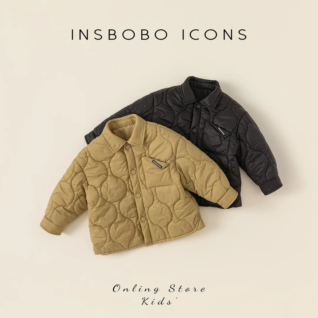 INSbobo男童冬装新品外出服宝宝韩版纯色休闲棉服DY83080