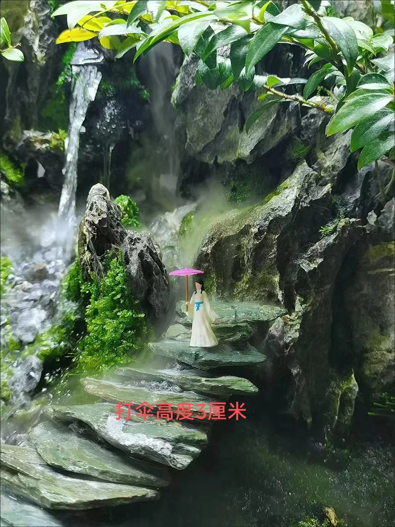 微型树脂小人物盆景假山鱼缸摆件