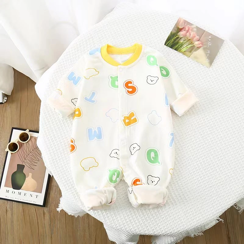 卡通婴儿连体衣无骨闭裆纯棉宝宝长袖四季爬服春秋新生儿秋季哈衣