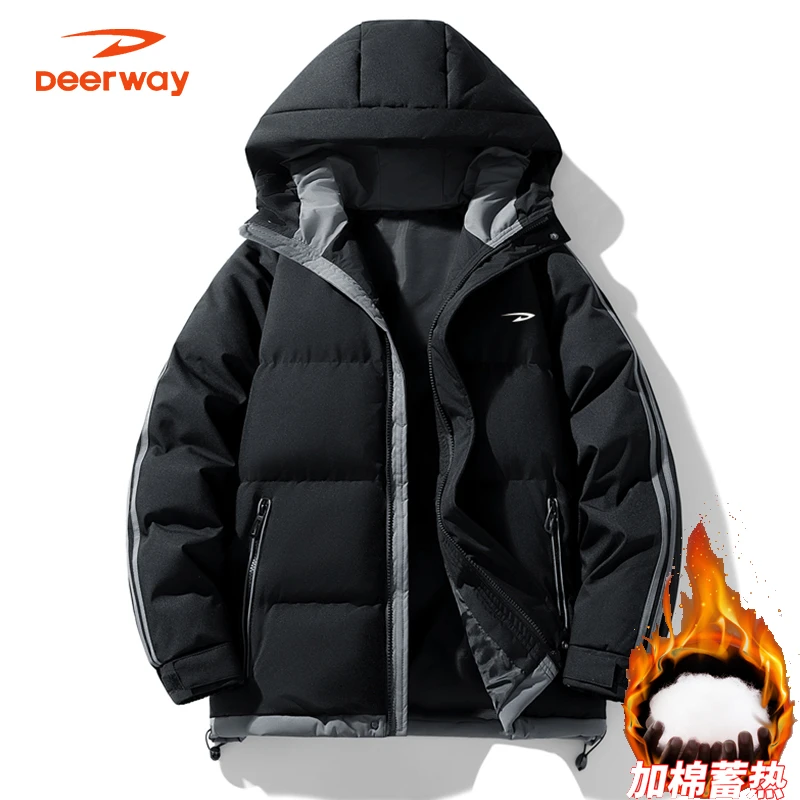 德尔惠冬季加厚保暖条纹棉服情侣款棉袄大码防风防寒棉衣外套冬装