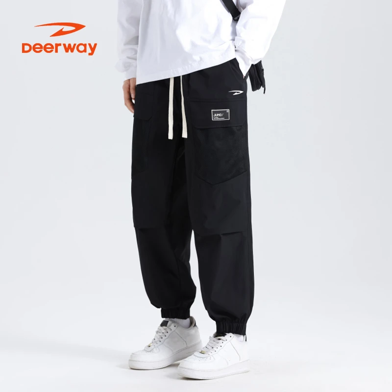 德尔惠男士弹力工装裤2025新款秋冬潮牌宽松垂感美式休闲束脚长裤