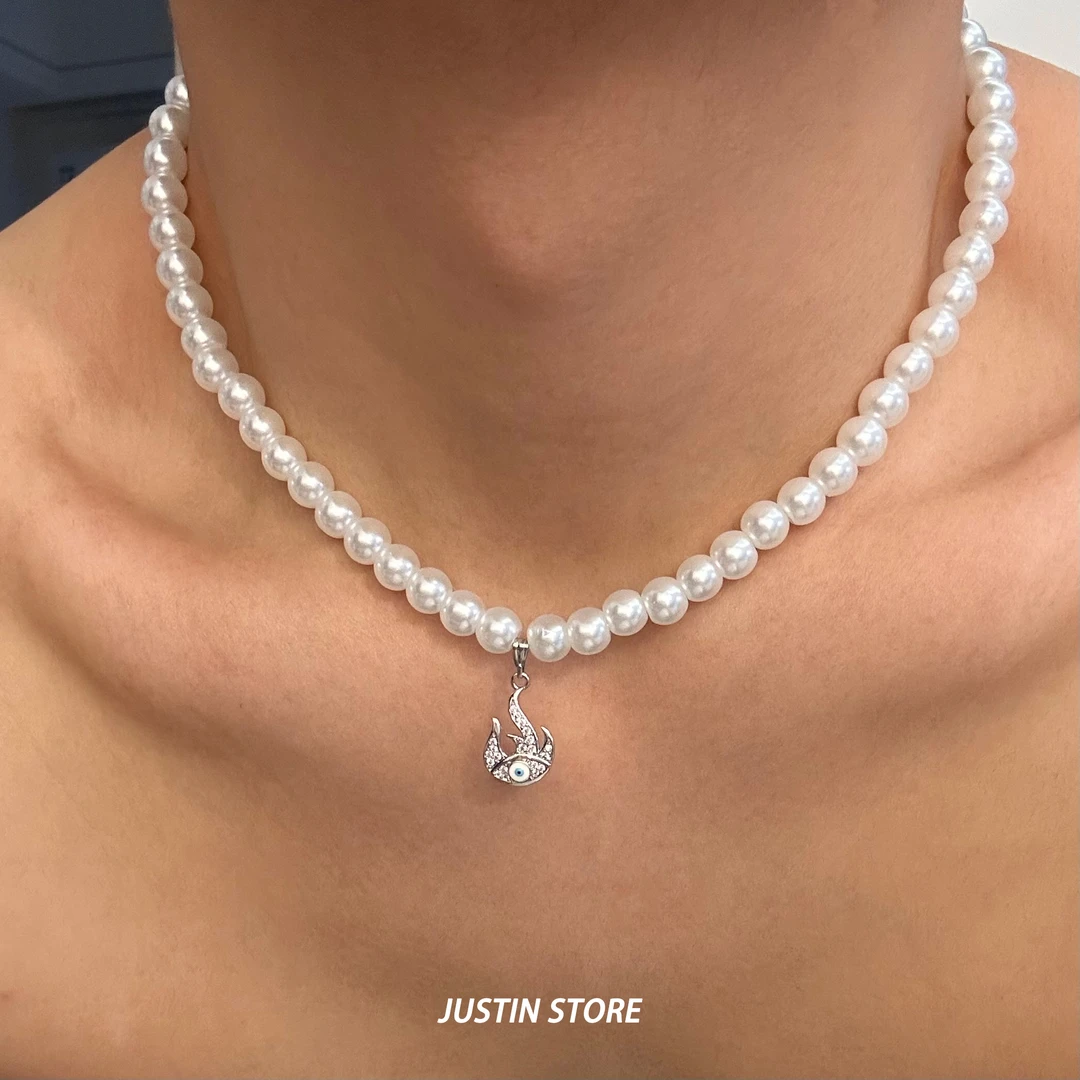 合金项链 原创设计恶魔眼项链男高级感小众设计2024新款锁骨链女