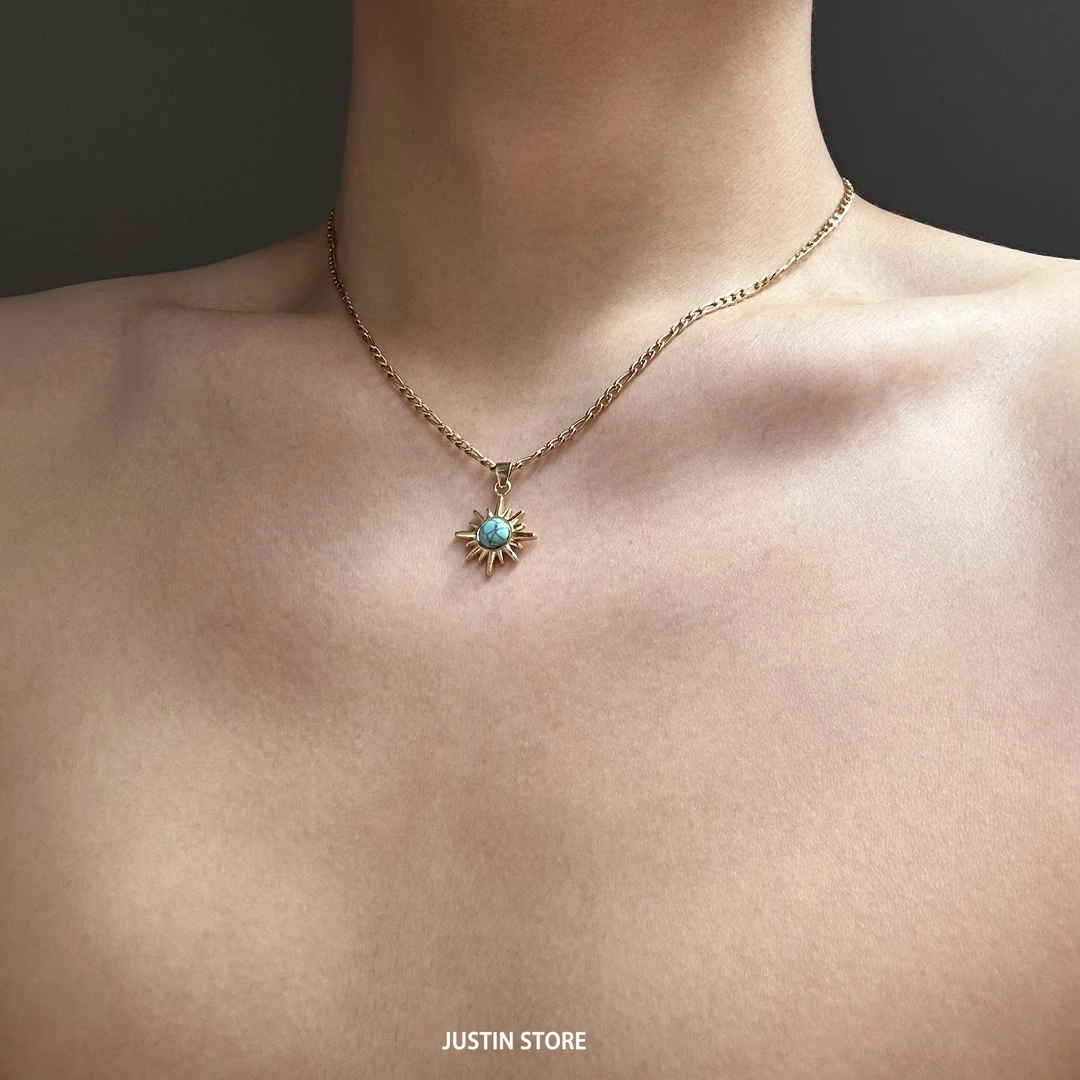 钛钢项链 雅丹系列！秋冬太阳花毛衣链男2024新款轻奢高级感项链