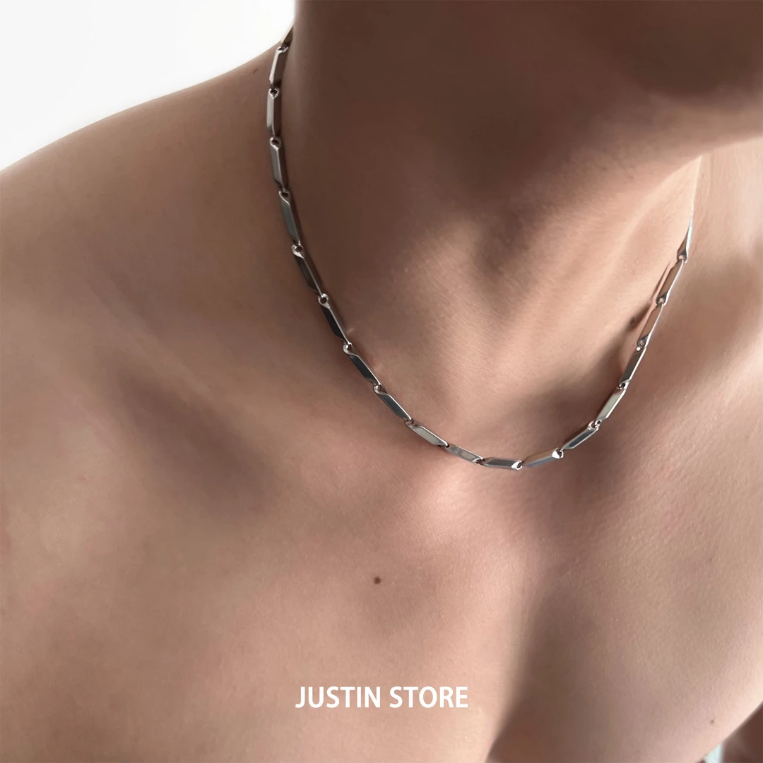 钛钢项链 瓜子项链男女潮牌嘻哈钛钢菱形个性简约百搭锁骨链配饰
