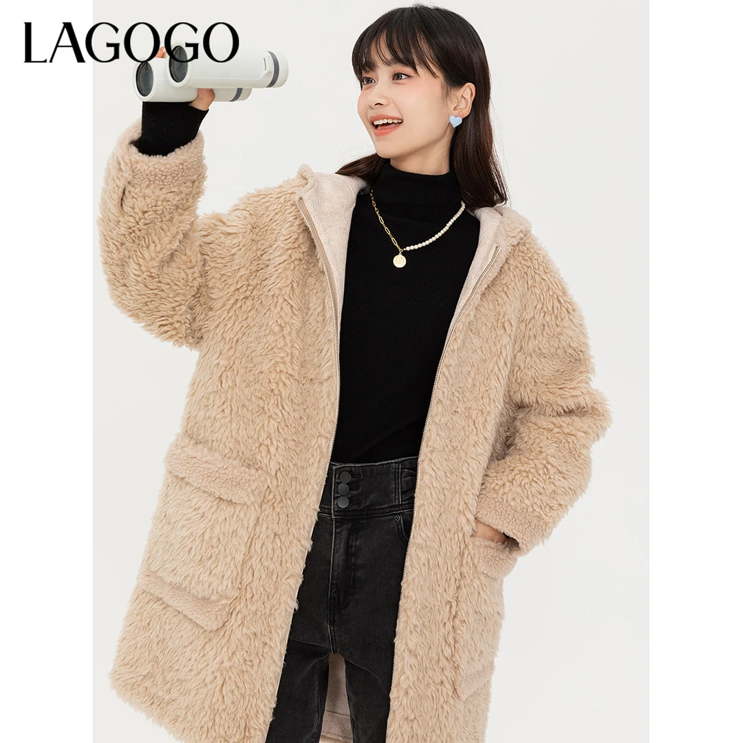 lagogo拉谷谷新款连帽舒适柔软外套女MCWW73YA41