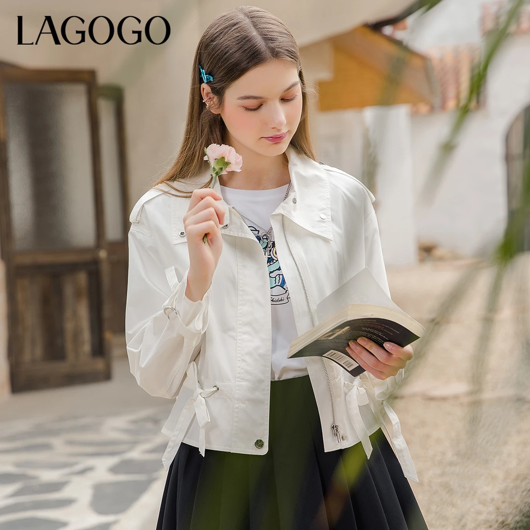 春新款时尚翻领白色短款外套女小香风气质小众高级感夏季风衣女士