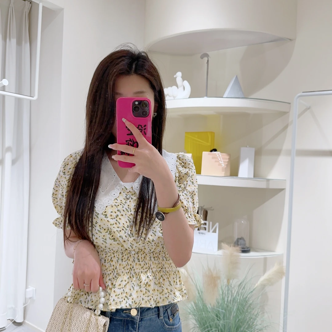 Lagogo/拉谷谷LAGOGO拉谷谷专柜同款遮肉显瘦时尚碎花衬衫