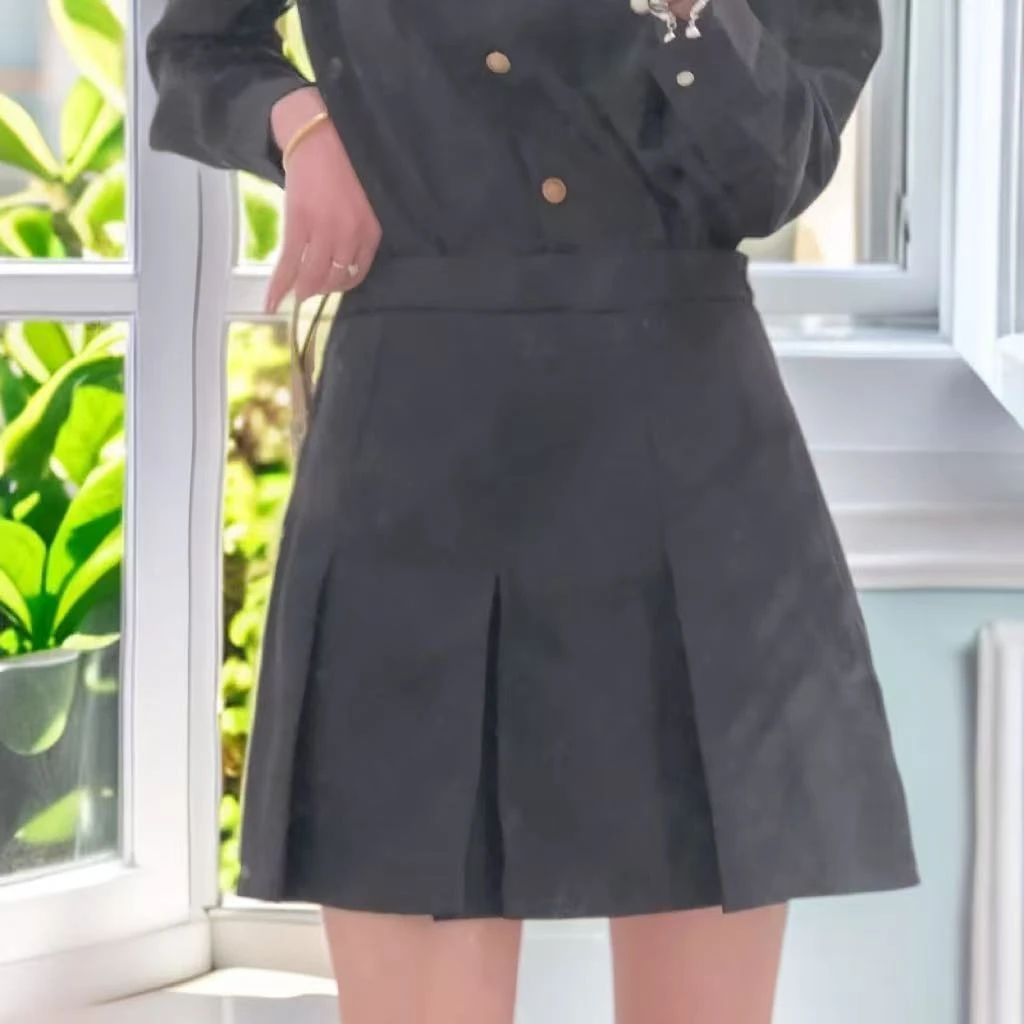 Lagogo/拉谷谷LAGOGO专柜同款黑色半裙时尚百搭遮肉显瘦气质款