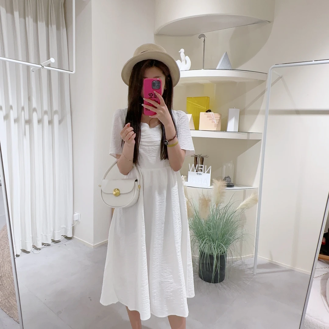 Lagogo/拉谷谷发光公主裙春夏显瘦连衣裙名媛气质女连衣裙夏白色