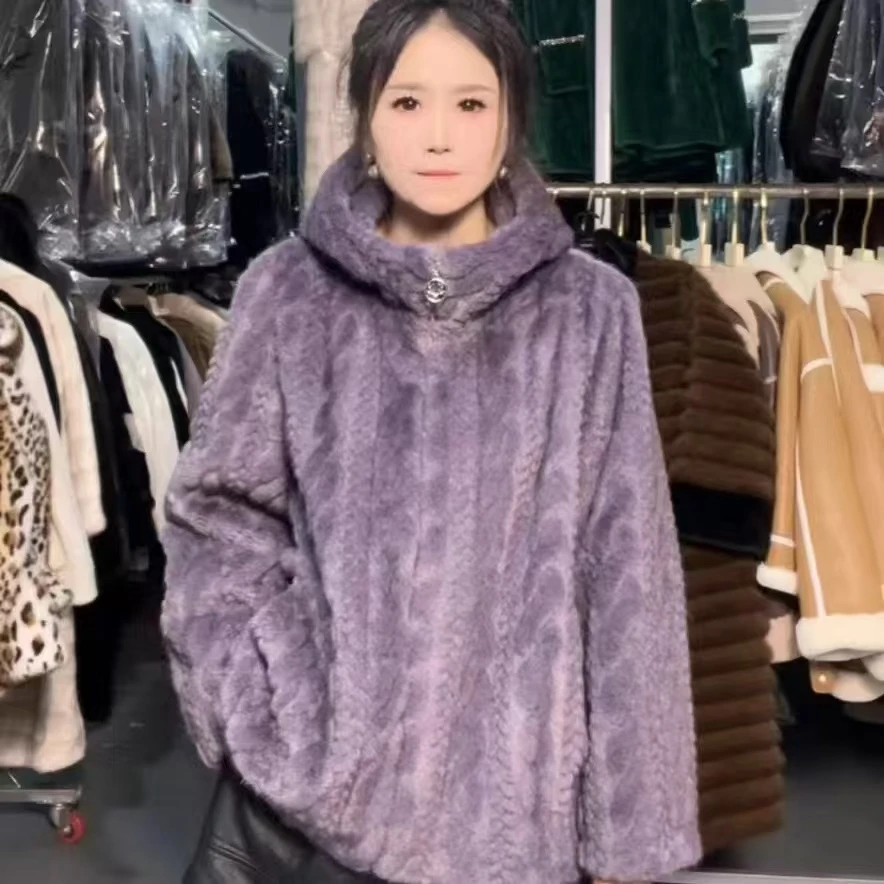 051貂绒外套女外套女短款立领大衣年轻时尚小个子百搭2024冬季