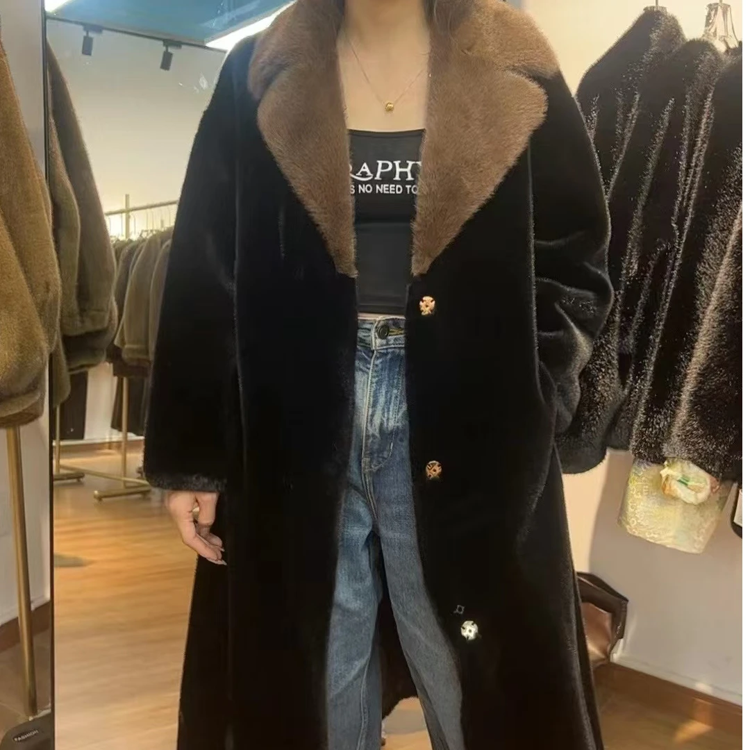 2387原创秋冬新款女水貂绒洋气贵妇阔太太高档连帽貂皮大衣