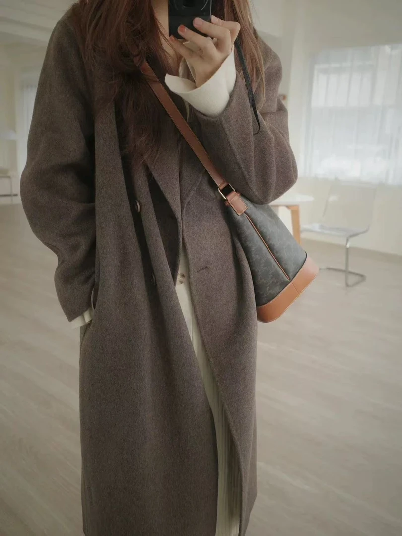 【集物】大衣女秋冬新款韩系宽松中长款高端羊毛呢外套