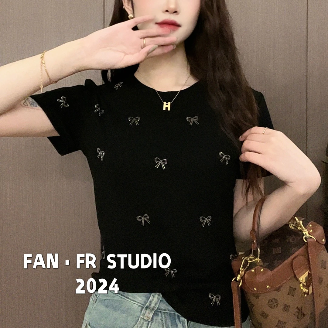 【福利款】爆款显瘦气质重工设计感t恤短袖上衣女-24129