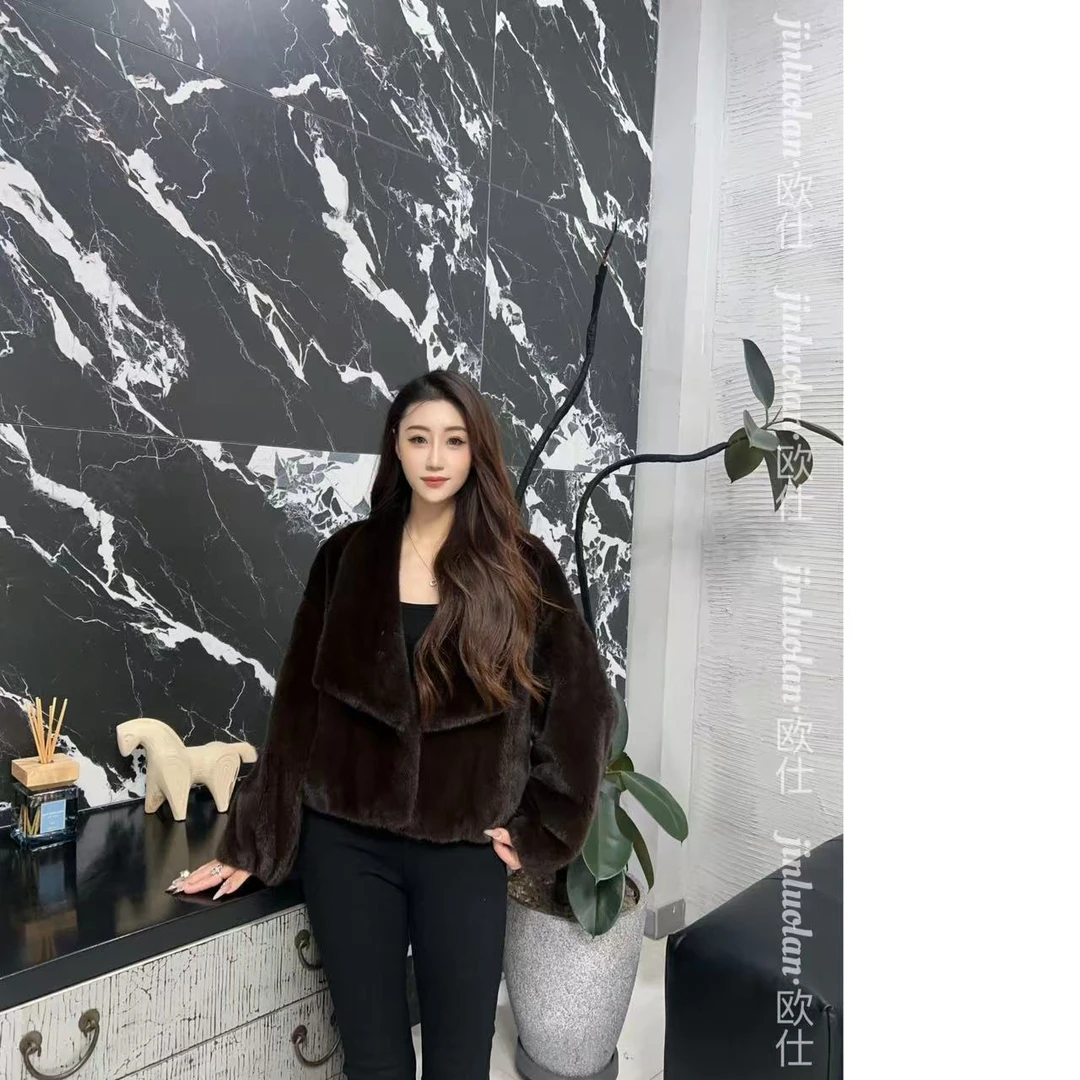 JINLUOLAN-欧仕"暖一杯茶"设计师冬季款冬季貂皮上衣-23118