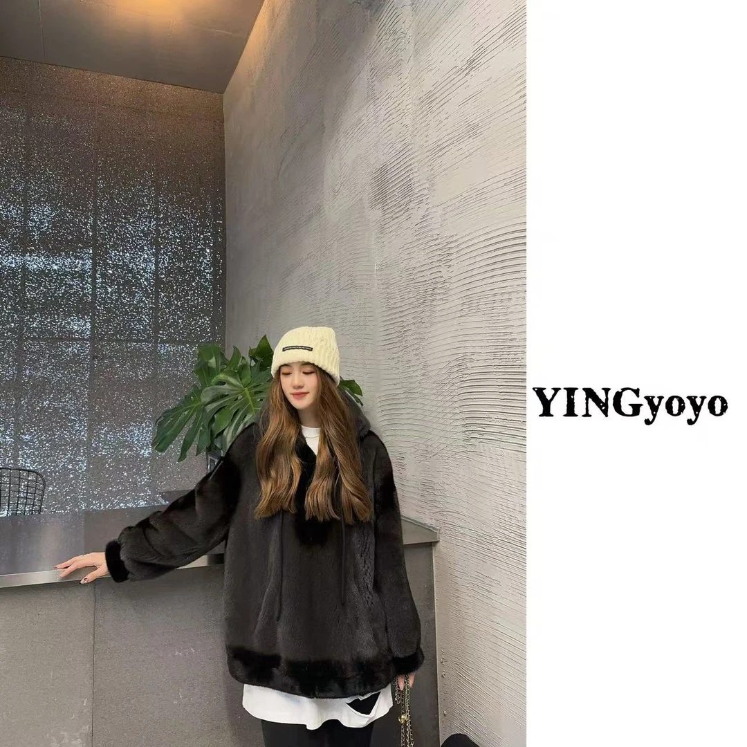 【YINGYOYO】影哥「黑色地带」经典百搭水貂天鹅绒整貂-YG241726