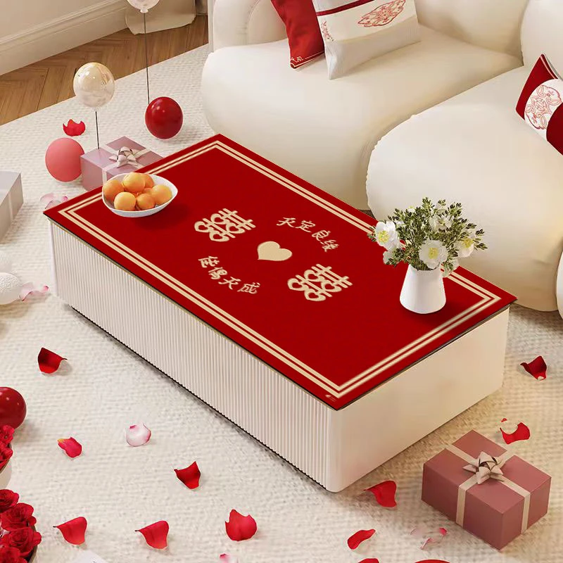 茶几垫结婚喜庆餐桌免洗防水防油防烫餐桌长方形耐高温婚礼桌面垫
