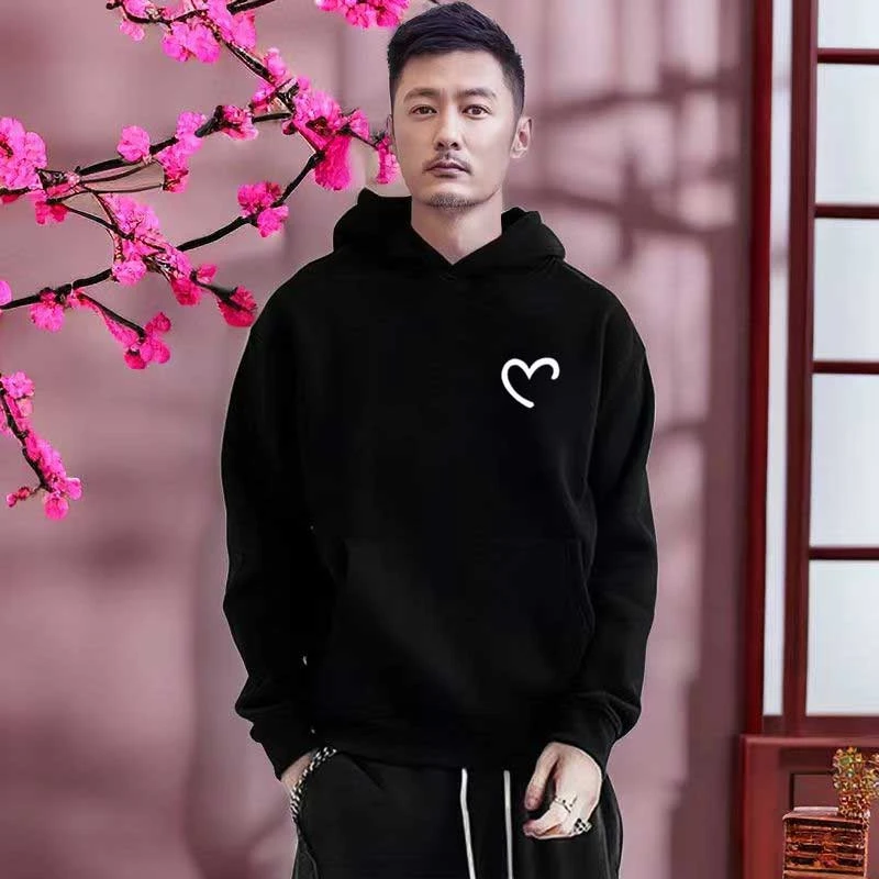 仓石一树潮牌爱心加绒连帽卫衣男士秋冬季新款重磅宽松情侣装外套