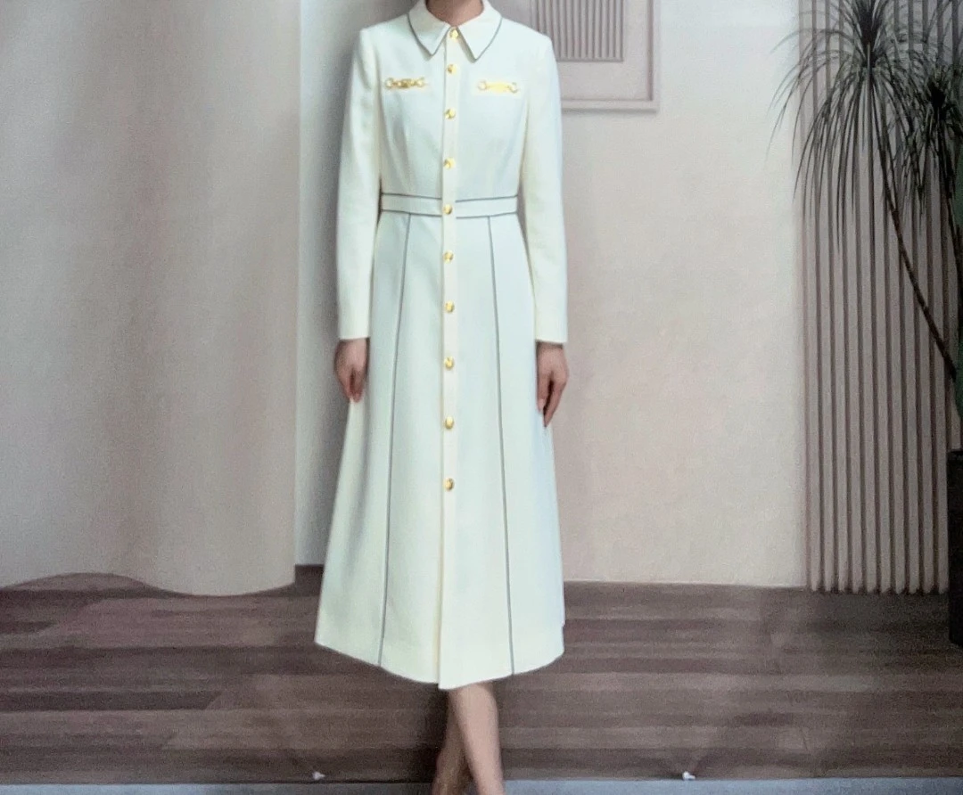 2024年早春新品女装连衣裙显瘦长袖轻奢时尚黑色收腰连衣裙ZH030