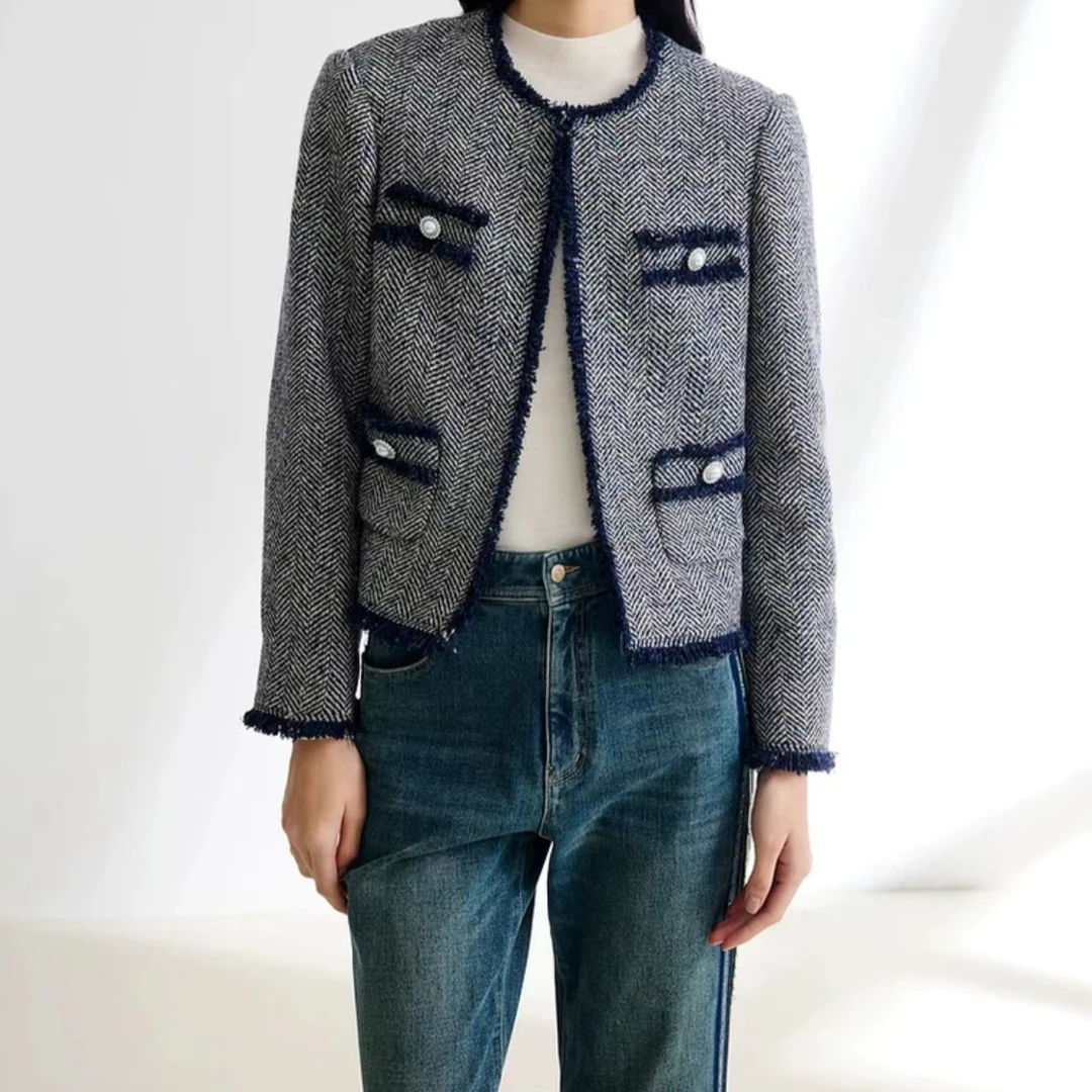 【品牌折扣】25新款 小香风圆领长袖外套  1317