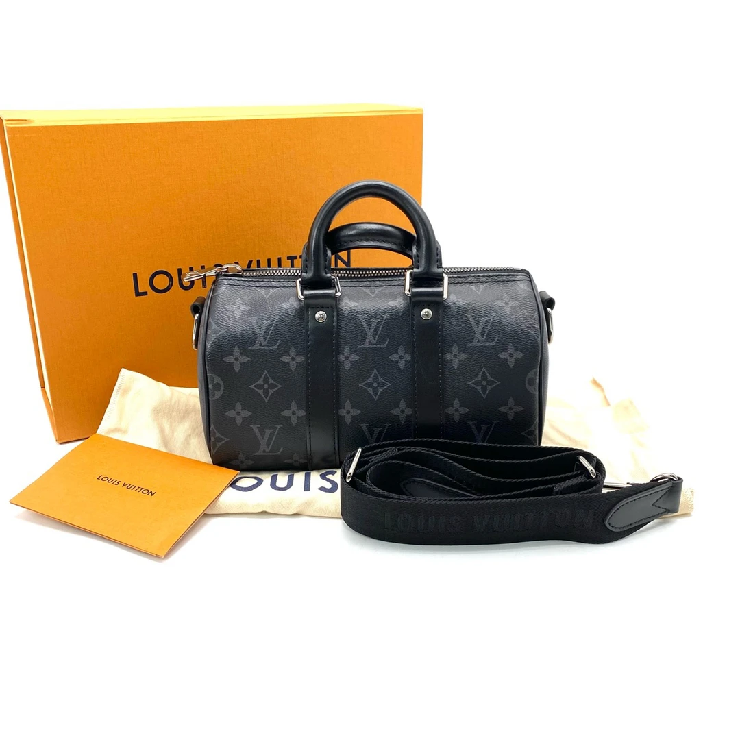 99新 LouisVuitton/路易威登 黑老花keepall25斜挎包 尺寸25/15