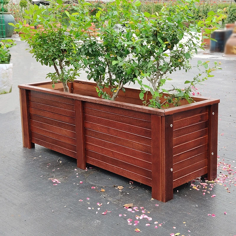 户外防腐木花箱室外长方形种植箱超大耐用花槽种树花盆工厂定制