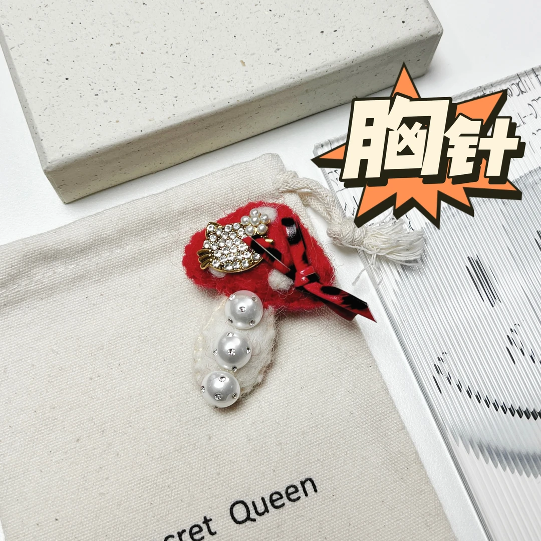 非金属布艺胸针 毛毡小蘑菇拼色胸针单只