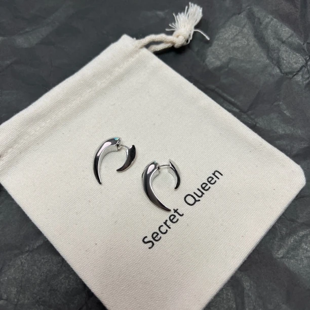 铜合金耳饰 小众设计小众设计双面狼牙耳钉前后戴C097