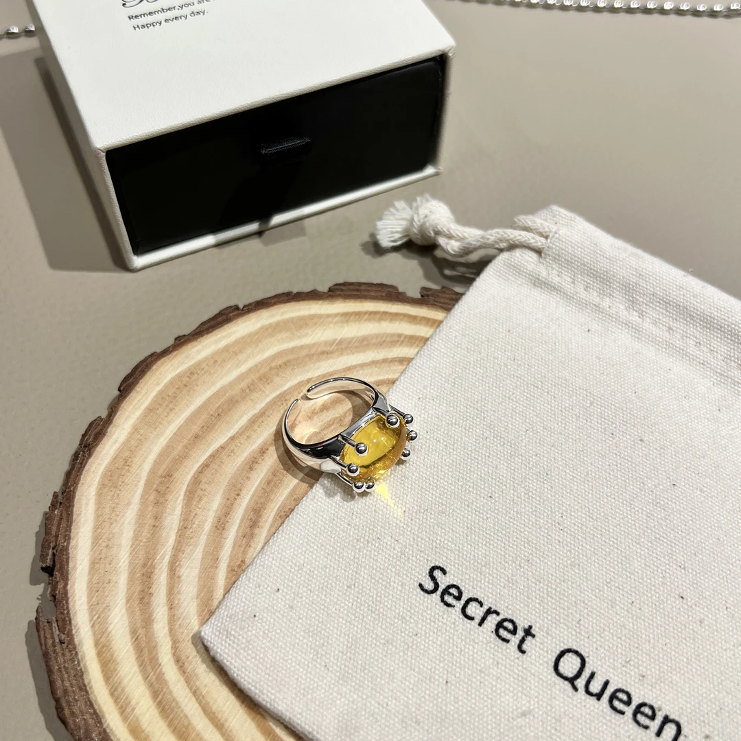 铜合金戒指 小众设计幸运黄螃蟹戒指开口戒S058