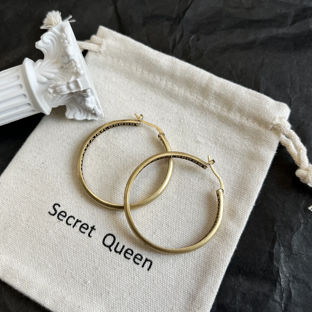 铜合金耳饰 小众设计复古哑金做旧素圈耳环AE089