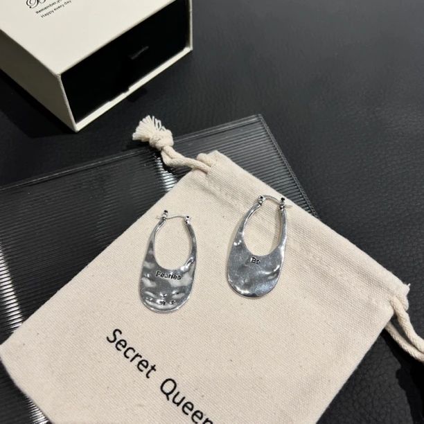 铜合金耳饰 小众设计法式复古肌理感做旧耳环F122