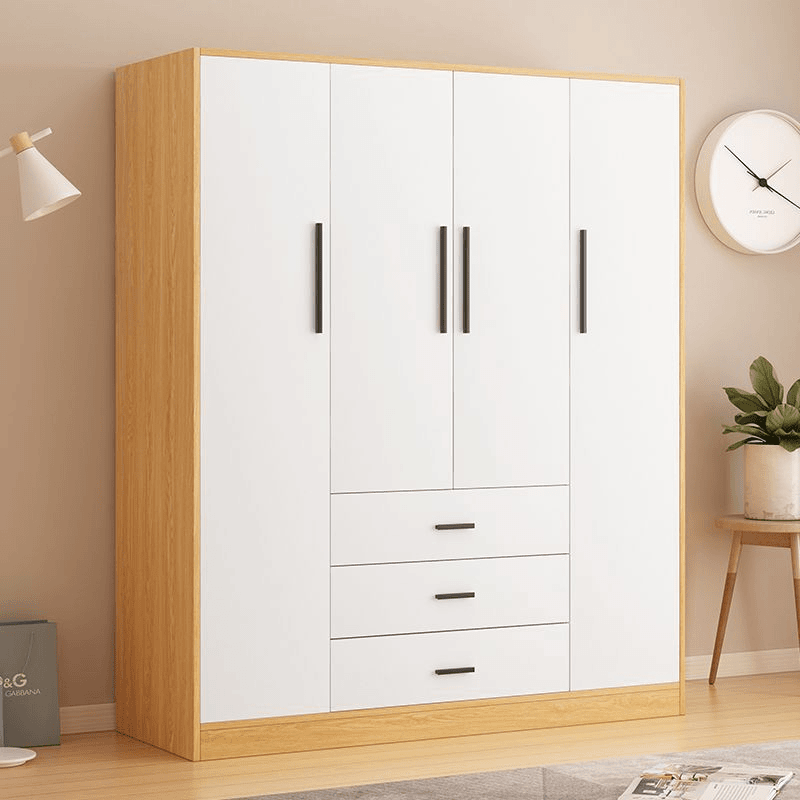 实木衣柜家用卧室中式挂衣橱双门衣柜带抽屉小户型儿童出租房柜子