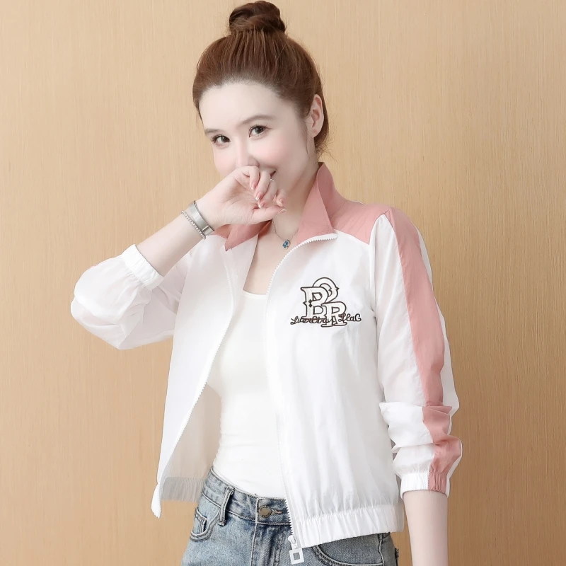 短款防晒衣女外穿2025夏装新款拼接撞色绣花小个子薄款短外套