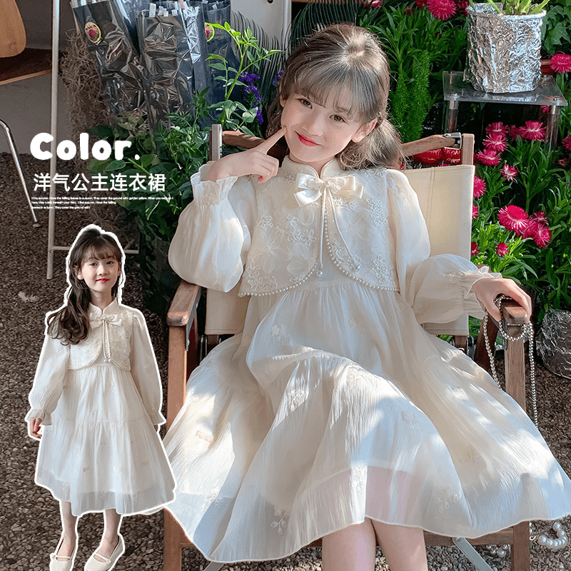 新中式女童连衣裙春秋款2024新款春装裙子儿童汉服夏季唐装古风国