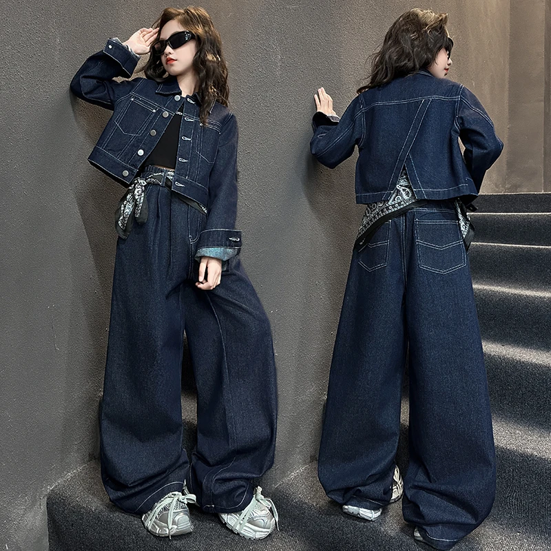 女童秋季套装2025新款儿童牛仔两件套早秋款女孩大童时髦女童秋装