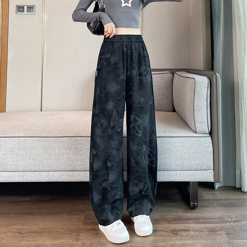 窄版香蕉阔腿裤子女春秋季2025新款薄款高腰显瘦宽松休闲裤运动裤