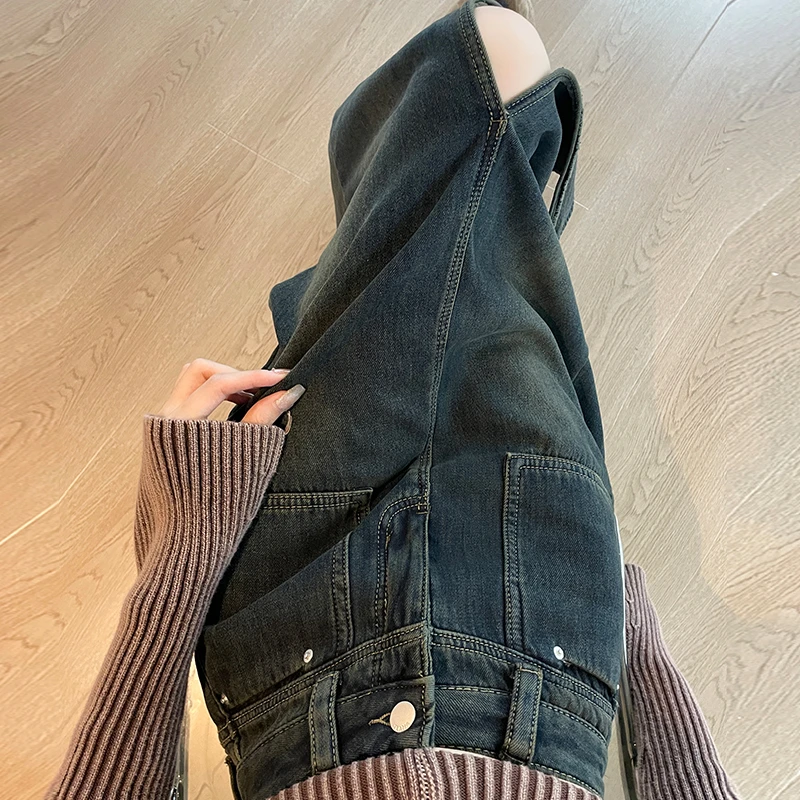 加绒加厚牛仔半身裙子女2024秋冬新款高腰复古a字中长款百搭显瘦