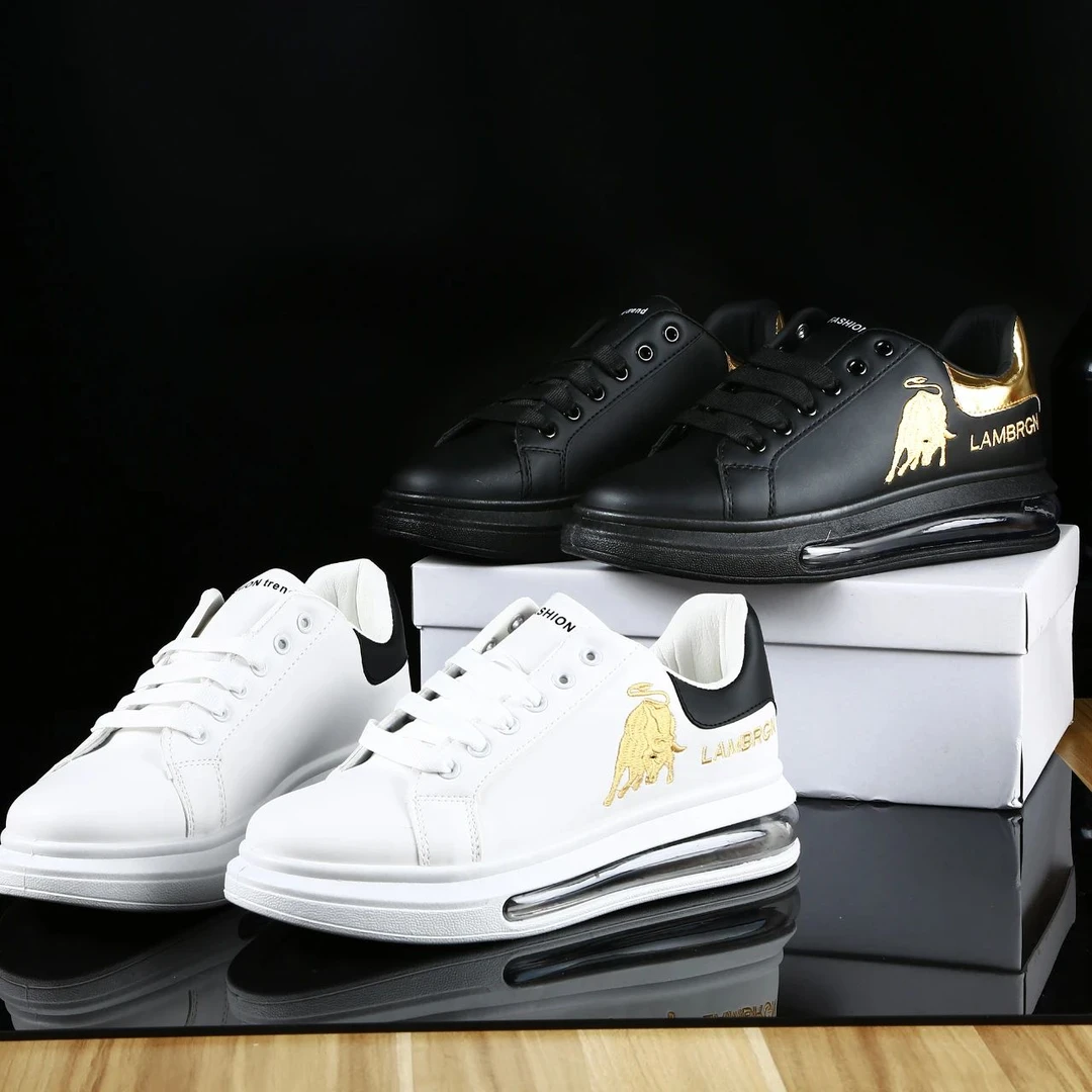 【微瑕】男士麦家金牛刺绣气垫隐形增高情时尚潮流运动小白鞋