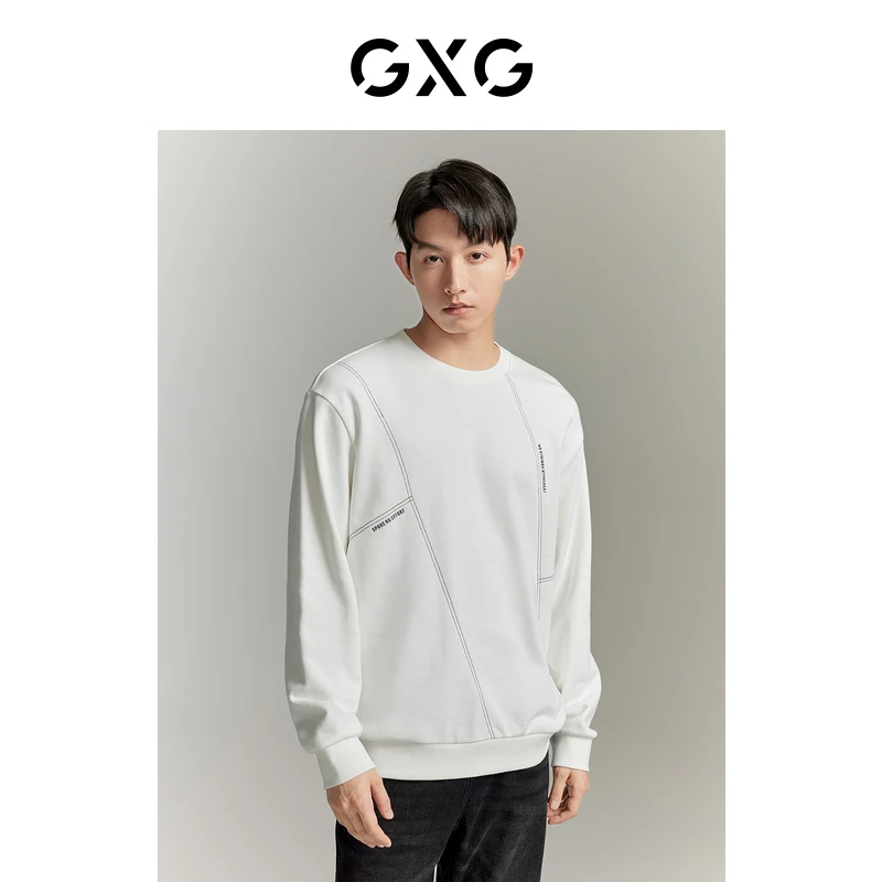 GXG男装 春秋秋多色百搭明线套头圆领卫衣 #G24D313002
